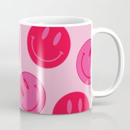 Large Pink and Red Vsco Smiley Face Pattern - Preppy Aesthetic Mug