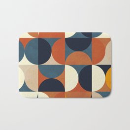 mid century abstract shapes fall winter 1 Bath Mat | Interior, Curated, Graphicdesign, Acrylic, Vintage, Watercolor, Art, Design, Petrolblue, Pattern 