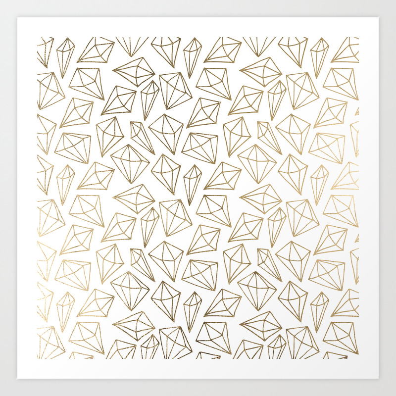 Modern Chic Faux Gold Abstract Diamond Shapes Pattern Art Print By