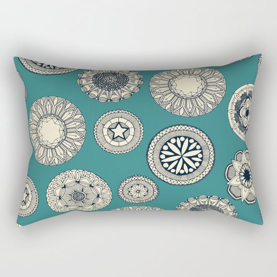 mandala cirque spot teal Rectangular Pillow