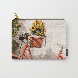 Red bicycle blooming sunflowers on Italian Streets | Travel Fine Art Photography Carry-All Pouch