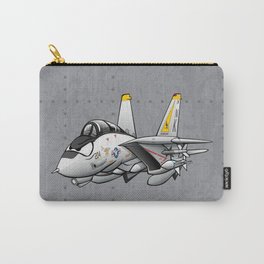 F-14 Tomcat Military Fighter Jet Aircraft Cartoon Illustration Carry-All Pouch