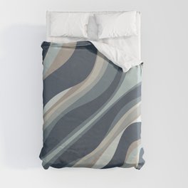 Trippy Dream Modern Retro Abstract Pattern in Neutral Blue Gray Tones Duvet Cover
