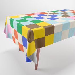 Retro Checkerboard Collage Tablecloth