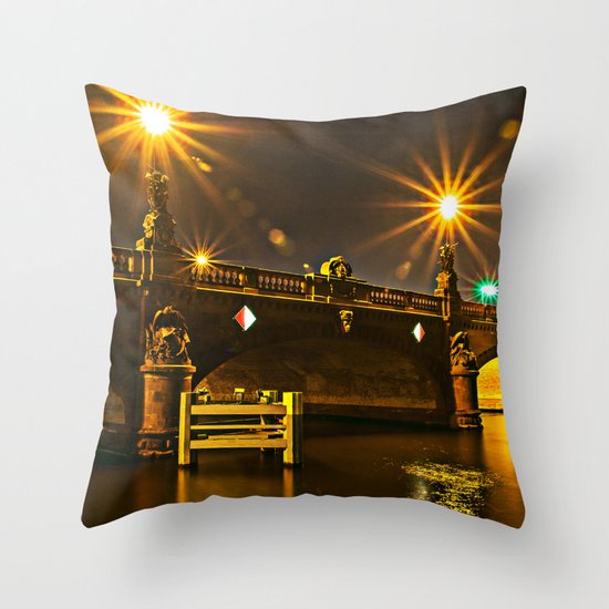Night on the Moltke-Bridge in Berlin Throw Pillow