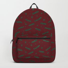 Christmas branches and stars - burgundy and green Backpack