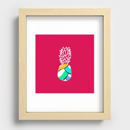 Abstract painting pineapple with red background Recessed Framed Print