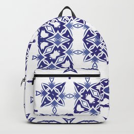 Ceramic tiles azulejo portugal. Vintage seamless pattern watercolor. Creative design. Blue ethnic background.  Backpack