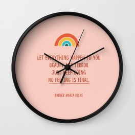 Beauty and Terror, Positive Quote from Rilke, Good Vibes Wall Clock