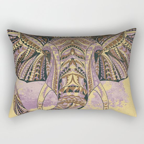 Grunge Ethnic Elephant Rectangular Pillow