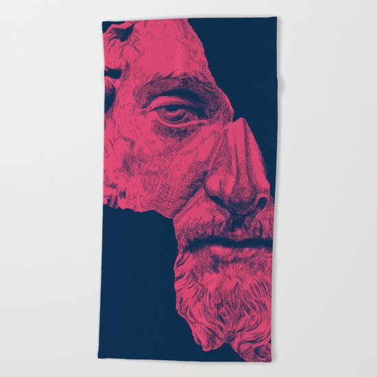 MARCUS AURELIUS ANTONINUS AUGUSTUS / prussian blue / vivid red Beach Towel