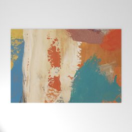 Rustic Orange Teal Abstract Welcome Mat