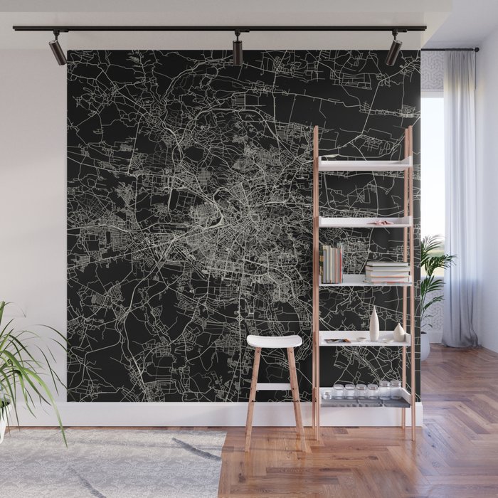 Lviv, Ukraine - City Map - Black and White Wall Mural