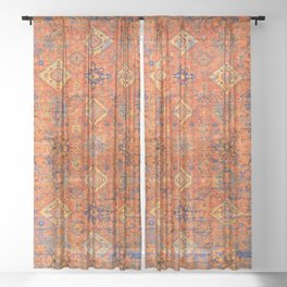 Oriental Vitange Moroccan Rug Design Sheer Curtain