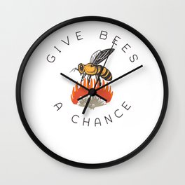 Give Bees A Chance / Pollinators Flowers Hive Save Colony design Wall Clock