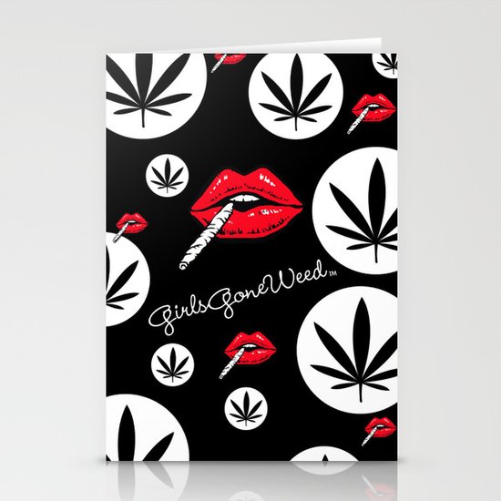 GGDUB - Weed Leaf Red Lips Stationery Cards