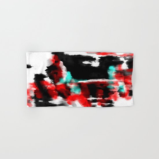 Lukewarm - Abstract, original painting in red, blue, black and white Hand & Bath Towel