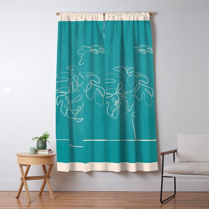 Minimal Monstera Deliciosa Plant 1 Blackout Curtain by Flow Line Society6