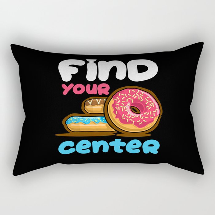Find Your Center Rainbow Sprinkles Donut Yoga Pun Rectangular Pillow