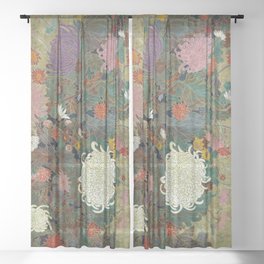 flower【Japanese painting】 Sheer Curtain