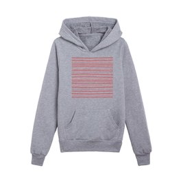 Horizontal Red Lines on Light Grey Background Kids Pullover Hoodies