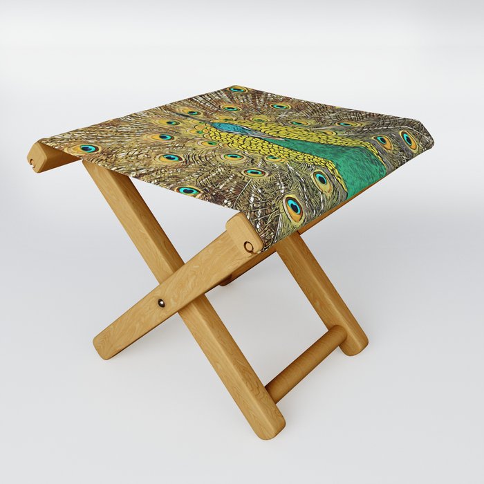 Lovely peacock color art Folding Stool