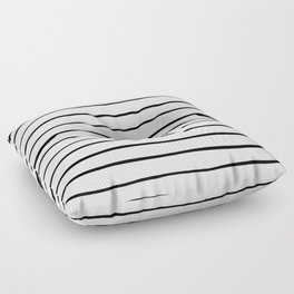 Horizontal Brush Strokes - Black and White Floor Pillow