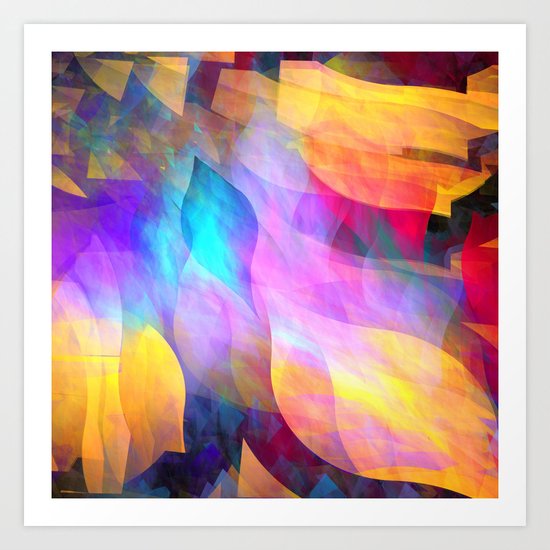 Colourful abstract with leaf shapes Art Print