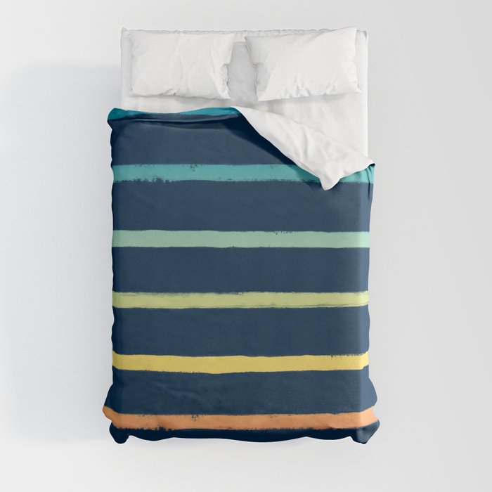 Blue Festival Rainbow Stripe Duvet Cover