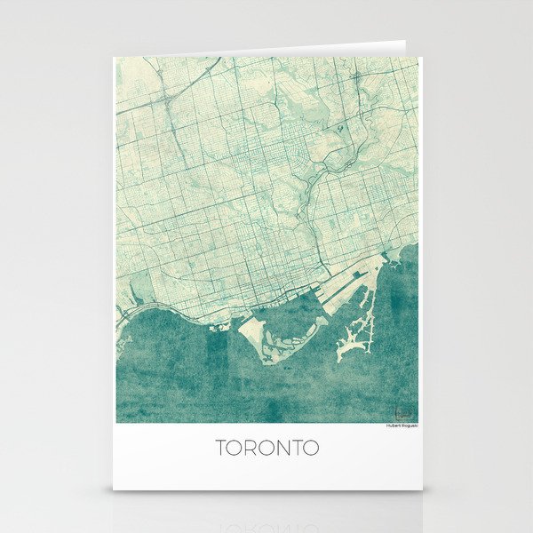Toronto Map Blue Vintage Stationery Cards