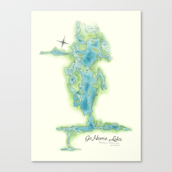 Go Home Lake - Nature Map Canvas Print