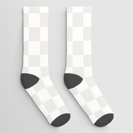 Cream Snow White and White Checkered Chess Socks