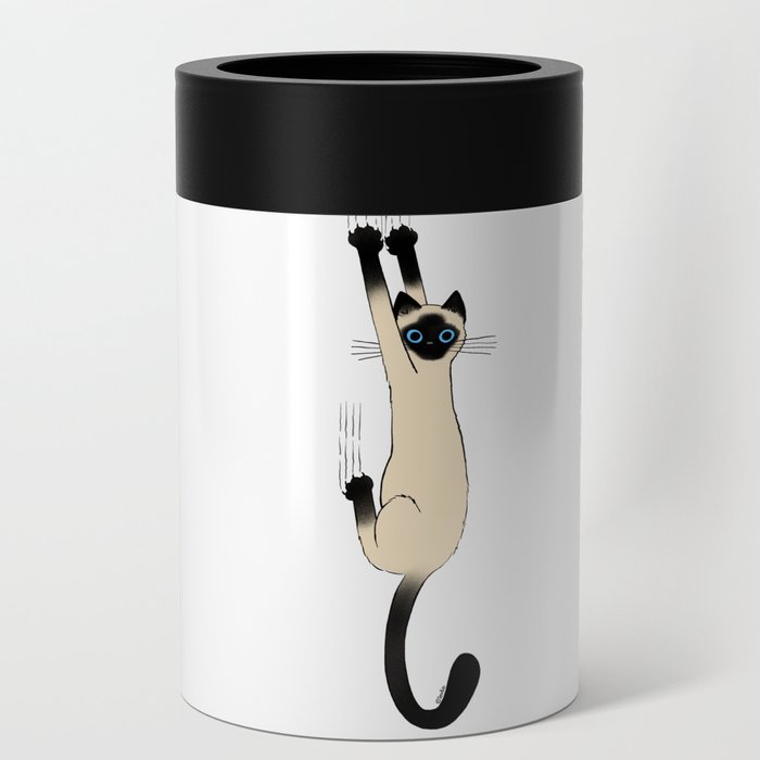 Siamese Cat Hanging On Can Cooler