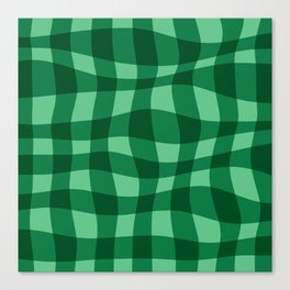 Warped Checkered Gingham Pattern (green) Canvas Print