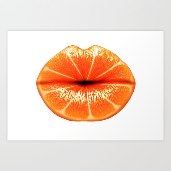 Juicy Orange Lips Art Print