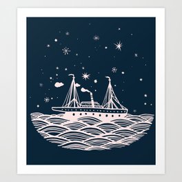 Navy night Art Print