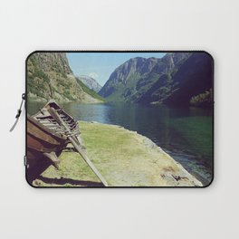 Viking wooden boat by the fjord in Norway | Ancient Scandinavia Laptop Sleeve