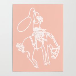 Neon Cowboy Rodeo in White Poster