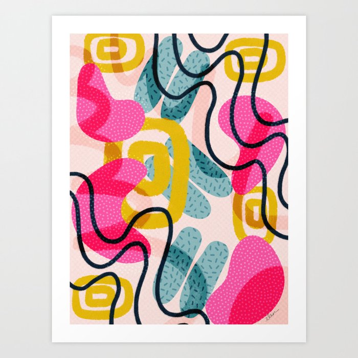 "Pink Bananas" Abstract Art Print