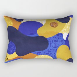 Terrazzo galaxy blue night yellow gold mustard Rectangular Pillow