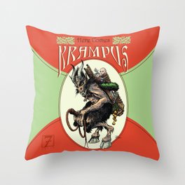 "Here Comes Krampus" Throw Pillow