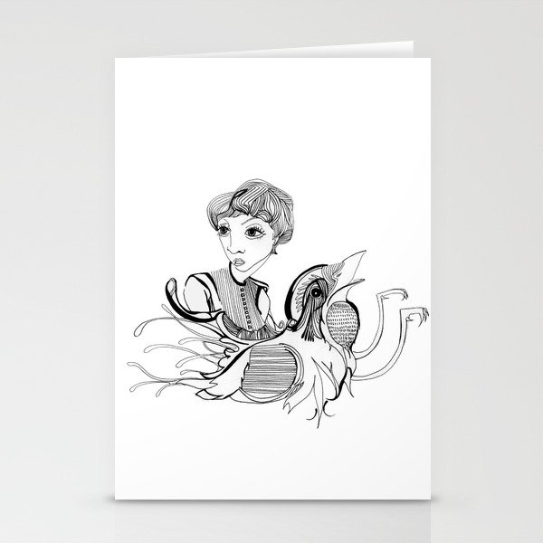 Woman On Bird Stationery Cards