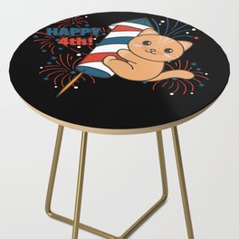 Fourth Of July Cat Fireworks Rocket Side Table