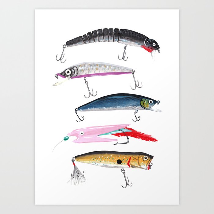 Fishing Lures Art Print by Trinity Mitchell