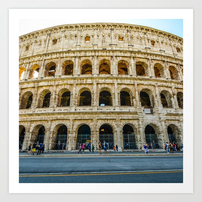 Italy Photography - People Going Past The Colosseum Art Print