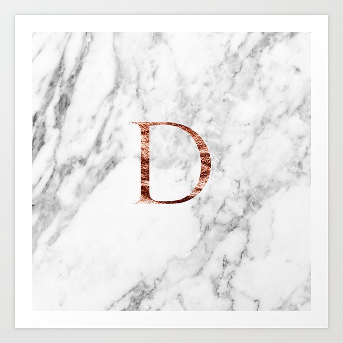 Monogram Rose Gold Marble D Art Print By Marbleco Society6