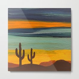 Saguaro Sunset Metal Print | Southwest, Arizona, Inspirational, Cactus, Horizon, Sonoradesert, Sunset, Arid, Acrylic, Painting 