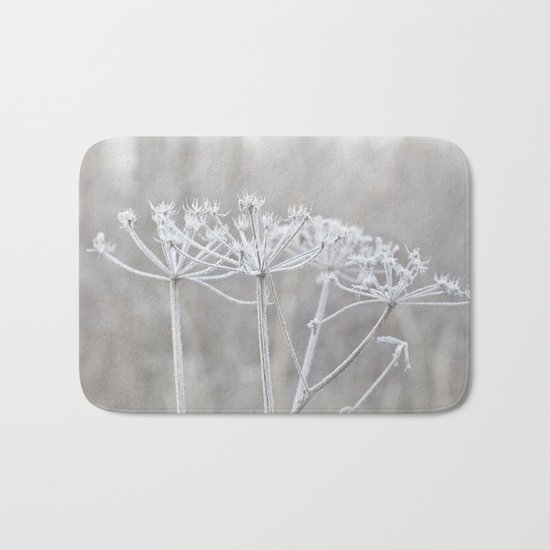 cow parsley plant with hoarfrost in winter Bath Mat