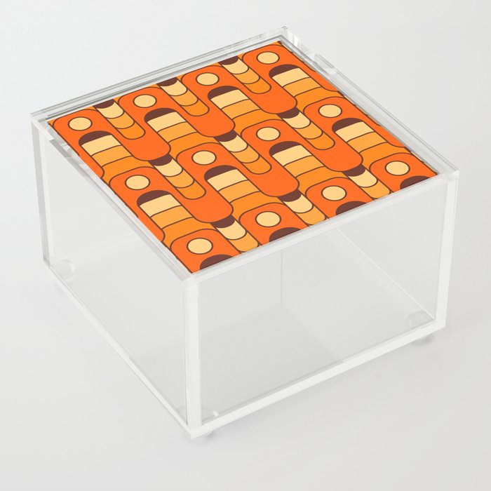 Mid Century Modern Geometric Sonic Wave Pattern 228 Orange Brown and Yellow Acrylic Box