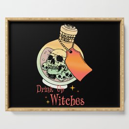 Halloween drink up witches skull poison Serving Tray